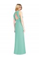 Jewel Neck Long Soft Chiffon Jade Sleeveless Bridesmaid Dress Victoria