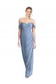 Off the Shoulder Long Soft Chiffon Dusty Blue Sleeveless Semi Formal Evening Dress / Bridesmaid Dress Victoria
