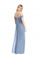 Off the Shoulder Long Soft Chiffon Dusty Blue Sleeveless Semi Formal Evening Dress / Bridesmaid Dress Victoria