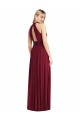 High Neck Long Soft Chiffon Burgundy Sleeveless Semi Formal Evening Dress / Bridesmaid Dress Victoria