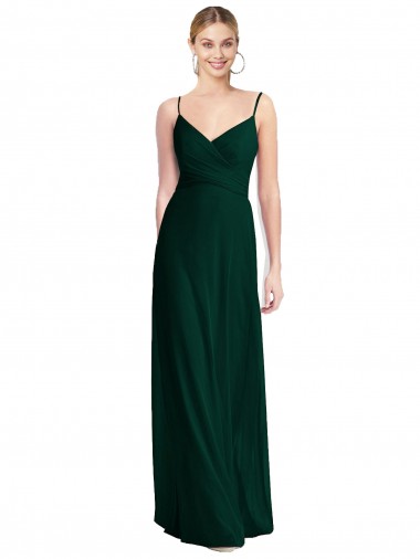 V-Neck Long Soft Chiffon Ever Green Sleeveless Bridesmaid Dress Victoria