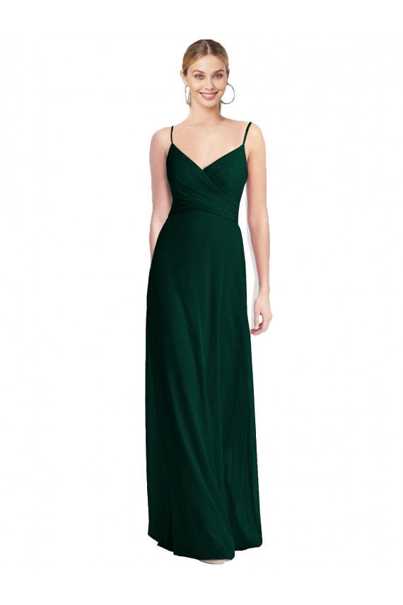 V-Neck Long Soft Chiffon Ever Green Sleeveless Bridesmaid Dress Victoria