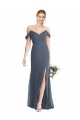 Off the Shoulder Long Soft Chiffon Silver Stone Sleeveless Bridesmaid Dress Victoria