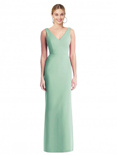V-Neck Long Soft Chiffon Mint Green Sleeveless Bridesmaid Dress Victoria