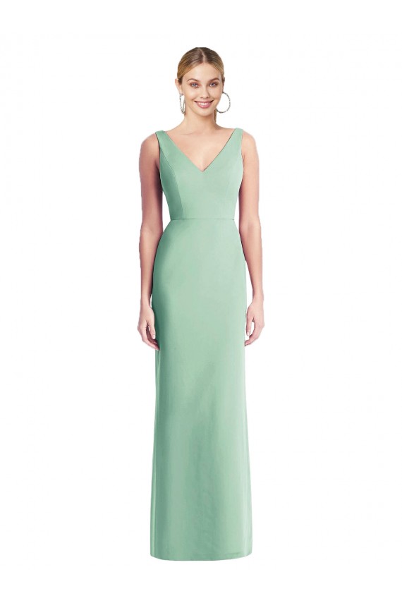 V-Neck Long Soft Chiffon Mint Green Sleeveless Bridesmaid Dress Victoria