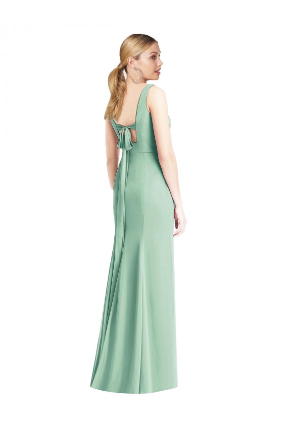 V-Neck Long Soft Chiffon Mint Green Sleeveless Bridesmaid Dress Victoria