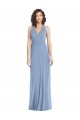V-Neck Long Soft Chiffon Dusty Blue Sleeveless Formal Evening Gown / Bridesmaid Dress Victoria