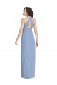 V-Neck Long Soft Chiffon Dusty Blue Sleeveless Formal Evening Gown / Bridesmaid Dress Victoria