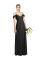 Spaghetti Straps Long Soft Chiffon Black Cold Shoulder Semi Formal Evening Dress / Bridesmaid Dress Victoria