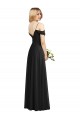 Spaghetti Straps Long Soft Chiffon Black Cold Shoulder Semi Formal Evening Dress / Bridesmaid Dress Victoria