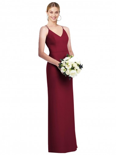 V-Neck Long Soft Chiffon Burgundy A-Line Sleeveless Formal Dress / Bridesmaid Dress Victoria