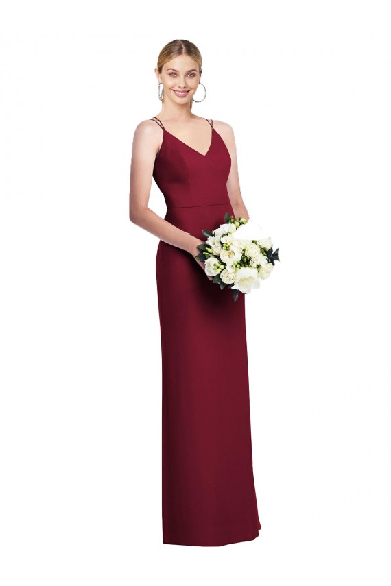 V-Neck Long Soft Chiffon Burgundy A-Line Sleeveless Formal Dress / Bridesmaid Dress Victoria