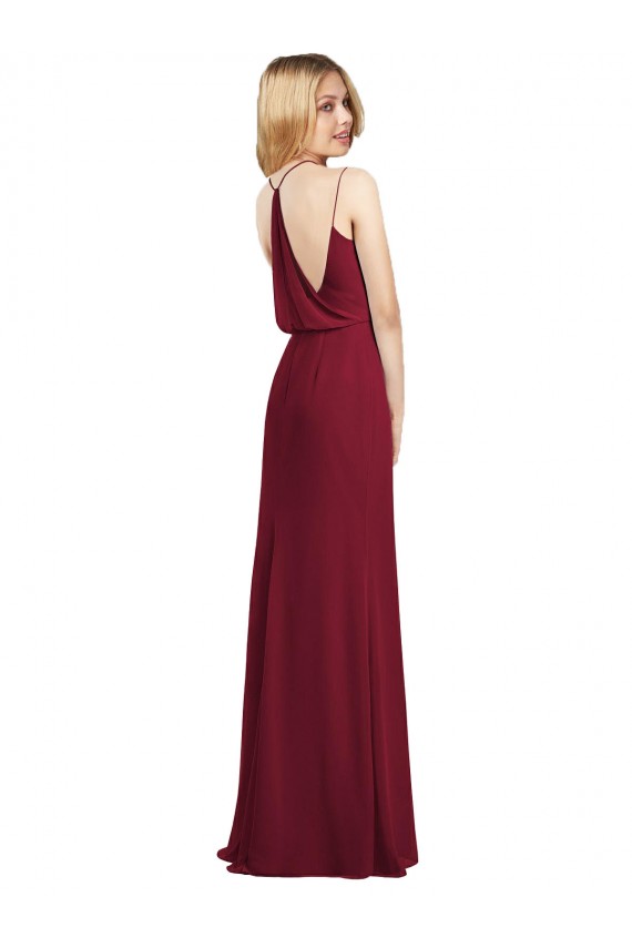 V-Neck Long Soft Chiffon Burgundy A-Line Sleeveless Formal Dress / Bridesmaid Dress Victoria