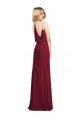 V-Neck Long Soft Chiffon Burgundy A-Line Sleeveless Formal Dress / Bridesmaid Dress Victoria
