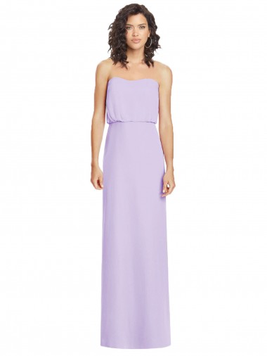 Strapless Long Soft Chiffon Lilac Sleeveless Formal Dress / Bridesmaid Dress Victoria