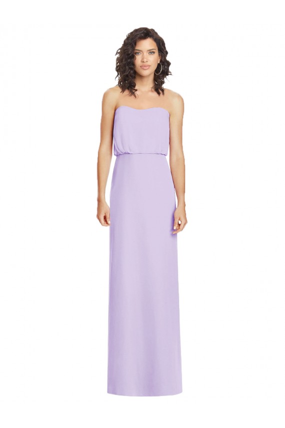 Strapless Long Soft Chiffon Lilac Sleeveless Formal Dress / Bridesmaid Dress Victoria
