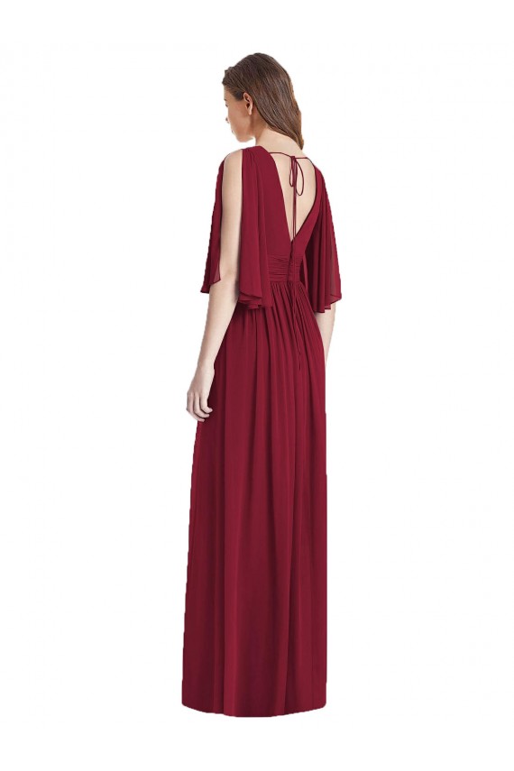 V-Neck Long Soft Chiffon Dark Navy Sleeveless Semi Formal Evening Dress / Bridesmaid Dress Victoria
