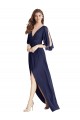 V-Neck Long Soft Chiffon Dark Navy Sleeveless Semi Formal Evening Dress / Bridesmaid Dress Victoria