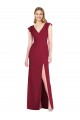 V-Neck Long Soft Chiffon Burgundy Ruffle Sleeves Bridesmaid Dress Victoria