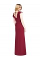 V-Neck Long Soft Chiffon Burgundy Ruffle Sleeves Bridesmaid Dress Victoria