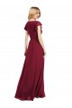 V-Neck Long Lxue Chiffon Royal Blue Flutter Sleeves Bridesmaid Dress Victoria