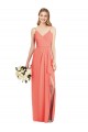 V-Neck Long Soft Chiffon Coral Sleeveless Formal Dress / Bridesmaid Dress Victoria