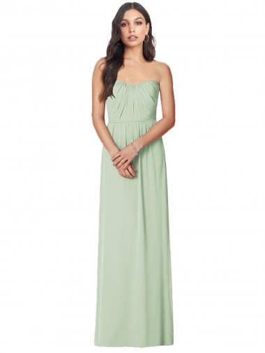 Strapless Long Soft Chiffon Sage Trumpet Sleeveless Bridesmaid Dress Victoria