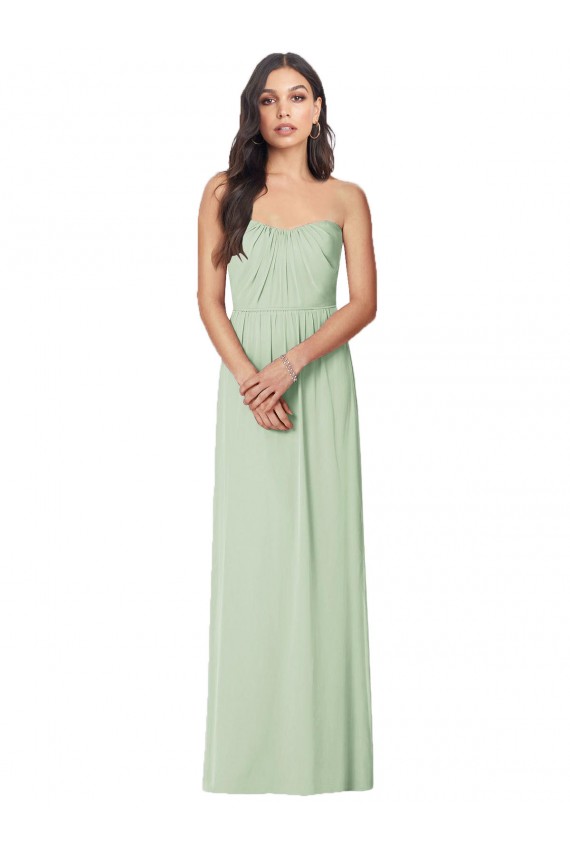 Strapless Long Soft Chiffon Sage Trumpet Sleeveless Bridesmaid Dress Victoria
