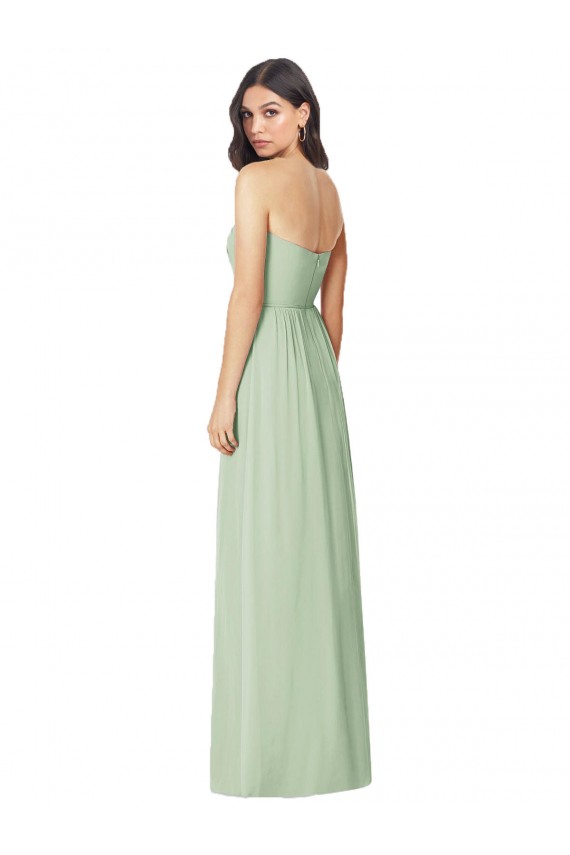 Strapless Long Soft Chiffon Sage Trumpet Sleeveless Bridesmaid Dress Victoria