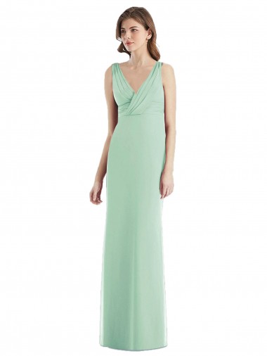 V-Neck Long Chiffon Mint Green Sleeveless Bridesmaid Dress / Evening Dress Victoria