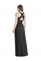 V-Neck Long Soft Chiffon Black Sleeveless Bridesmaid Dress Victoria
