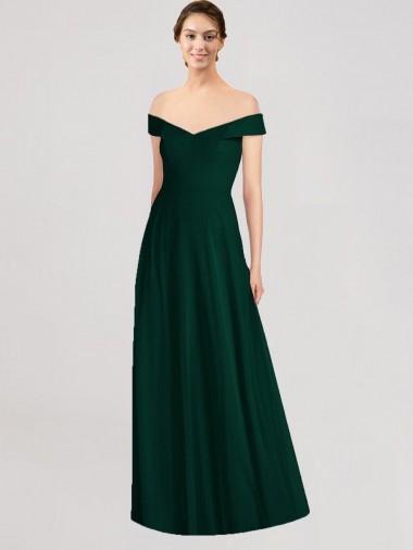 V-Neck Long Soft Chiffon Ever Green Sleeveless Formal Dress / Bridesmaid Dress Victoria