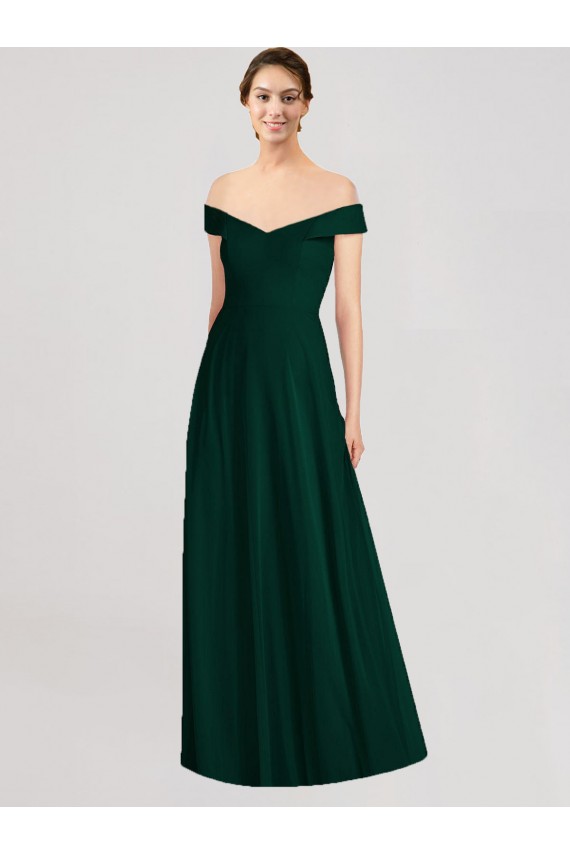 V-Neck Long Soft Chiffon Ever Green Sleeveless Formal Dress / Bridesmaid Dress Victoria