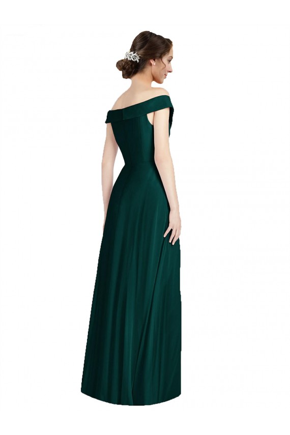 V-Neck Long Soft Chiffon Ever Green Sleeveless Formal Dress / Bridesmaid Dress Victoria