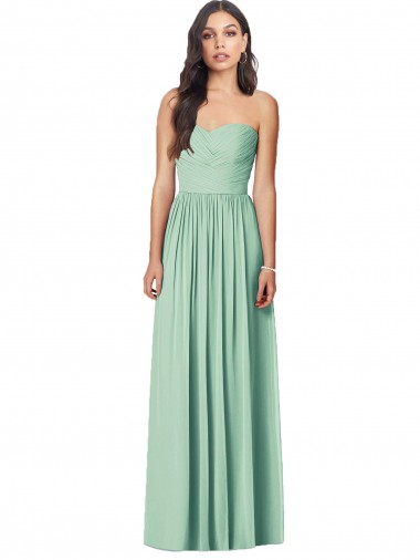 Strapless Long Soft Chiffon Mint Green Sleeveless Bridesmaid Dress Victoria