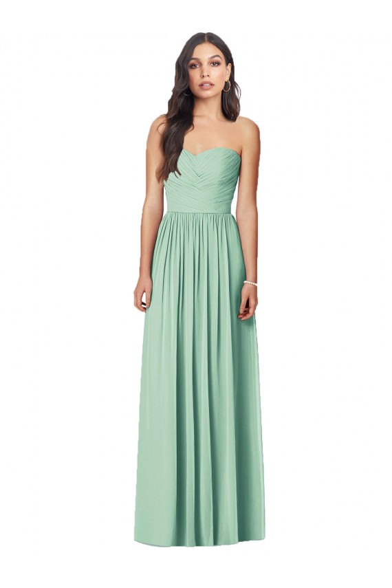 Strapless Long Soft Chiffon Mint Green Sleeveless Bridesmaid Dress Victoria
