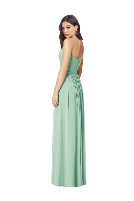 Strapless Long Soft Chiffon Mint Green Sleeveless Bridesmaid Dress Victoria