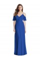 V-Neck Long Soft Chiffon Royal Blue Cold Shoulder Semi Formal Evening Dress / Bridesmaid Dress Victoria