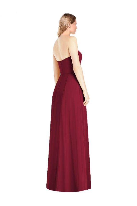 Strapless Long Soft Chiffon Hot Pink Sleeveless Semi Formal Evening Dress / Bridesmaid Dress Victoria