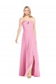 Strapless Long Soft Chiffon Hot Pink Sleeveless Semi Formal Evening Dress / Bridesmaid Dress Victoria