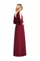 V-Neck Long Soft Chiffon Burgundy Bell Sleeves Formal Dress / Bridesmaid Dress Victoria