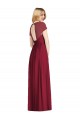 V-Neck Long Soft Chiffon Dark Navy Cap Sleeves Bridesmaid Dress Victoria
