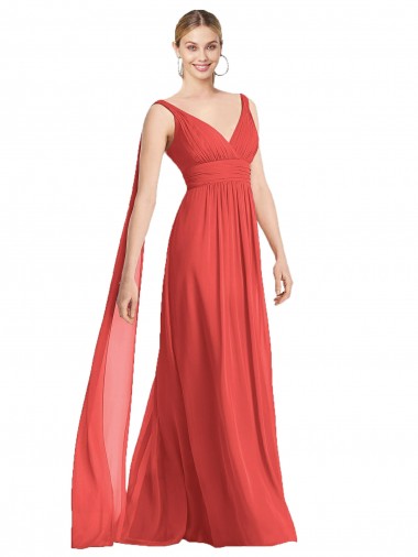 V-Neck Long Soft Chiffon Firecracker Sleeveless Bridesmaid Dress Victoria