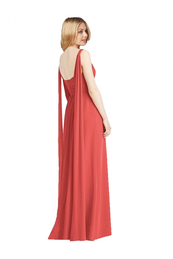 V-Neck Long Soft Chiffon Firecracker Sleeveless Bridesmaid Dress Victoria