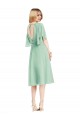 Knee Length Soft Chiffon Mint Green Flutter Sleeves Bridesmaid Dress Victoria