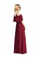 V-Neck Long Chiffon Royal Blue Cold Shoulder Bridesmaid Dress Victoria