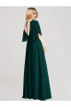 Round Neck Long Soft Chiffon Ever Green Flutter Sleeves Bridesmaid Dress Victoria
