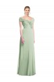 Off the Shoulder Long Soft Chiffon Sage Trumpet Sleeveless Bridesmaid Dress Victoria