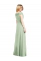 Off the Shoulder Long Soft Chiffon Sage Trumpet Sleeveless Bridesmaid Dress Victoria