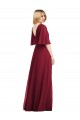 V-Neck Long Soft Chiffon Smoke Green Flutter Sleeves Bridesmaid Dress Victoria